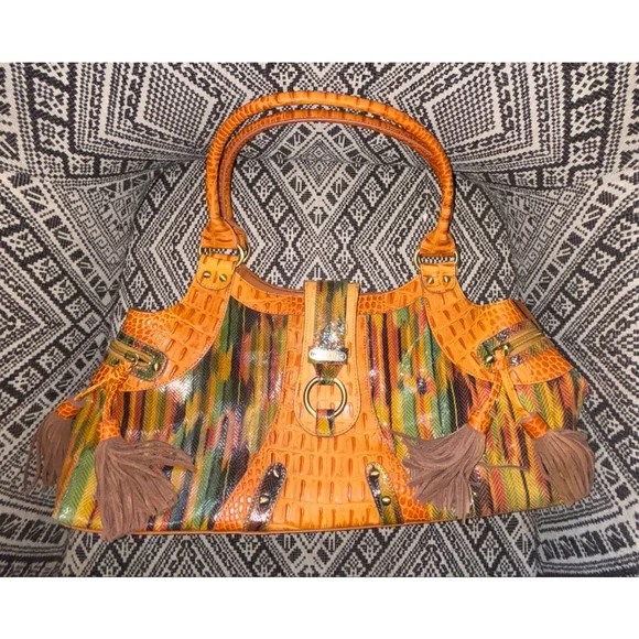 Sharif 1827 Coastal Cowgirl Unique Leather Snake Embossed Tassels Shoulder bag - Picture 3 of 7